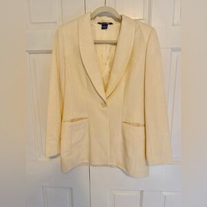 Vintage Austin Reed Wool Blend Blazer Cream Ivory Shawl Collar USA Size 10